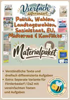 Vorschau - Arbeitsblätter - Politik, Wahlen, Sozialstaat, EU, Midterms & Konflikte - wachsendes Materialpaket - vierfache differenziert / einfache Sprache - Deckblatt