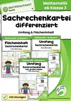 Vorschau - Anderer Materialtyp - Umfang & Flächeninhalt – differenzierte Karteien | Klasse 3–4 - Deckblatt