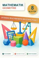 Vorschau - Poster - Geometrie Spickzettel – Flächeninhalt, Winkel & Volumen (8 Lernzettel Mathe) - Deckblatt