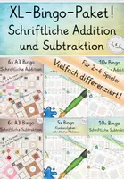 Vorschau - Stundenentwürfe - Schriftliche Addition + Subtraktion: XL Bingo-Paket! Für 2-4 Spieler, Vielfach differenziert - Deckblatt