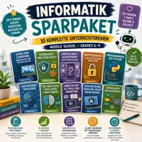 Vorschau - Unterrichtsreihen - XXL Sparpaket Informatik – Künstliche Intelligenz, Programmierung, Cybersecurity & Digitale Welt | 10 Unterrichtsreihen | Sekundarstufe I (Klassen 7–10) - Deckblatt