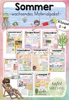 Vorschau - Arbeitsblätter - Materialpaket/Bundle: Deutsch Sommer (Kl.1-4) - Deckblatt
