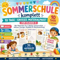 Vorschau - Arbeitsblätter - Sommerschule komplett – 10 Tage | Großes Materialpaket für Klasse 2 - Deckblatt