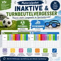 Vorschau - Unterrichtsreihen - Materialpaket: Inaktive & Turnbeutelvergesser – Fußball & Schwimmen - Deckblatt