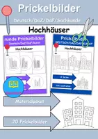Vorschau - Arbeitsblätter - Prickelbilder / Fensterbilder PAKET Thema Hochhäuser - Grundschule - Bastelvorlagen - Deckblatt