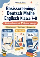 Vorschau - Arbeitsblätter - Basisscreenings Deutsch Mathe Englisch Klasse 7–8 - Deckblatt