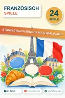 Vorschau - Spiele - Französisch Spiele Paket – 24 Dominos & Kartenspiele für Vokabeln und Grammatik - Deckblatt