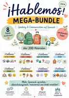 Vorschau - Arbeitsblätter - ¡Hablemos! Mehr Spanisch sprechen! Mega Bundle! – Spanisch sprechen A1/A2 | 8 komplette Pakete mit Speaking Games, Alltag, Schule, Reisen, Sommer, Essen & Sport | Wachsendes Paket - Deckblatt