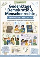 Vorschau - Arbeitsblätter - Gedenktage Demokratie & Menschenrechte Klasse 5–6 - Deckblatt