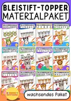 Vorschau - Mal- und Bastelvorlagen - ✏️ Bleistift-Topper Bundle – tierische Willkommensgrüße für Schulstart & nach den Ferien - Deckblatt