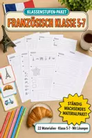 Vorschau - Arbeitsblätter - Französisch Klasse 5-7 Paket – 22 Materialien: Grammatik, Wortschatz & Paris - Deckblatt