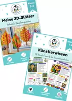 Vorschau - Mal- und Bastelvorlagen - Kunstunterricht Herbst: 3D-Blätter & Künstlerkartei | Materialpaket Grundschule Klasse 2-4 - Deckblatt