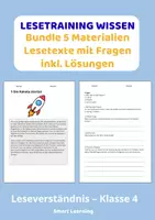 Vorschau - Stundenentwürfe - Lesetraining Wissen Materialpaket – Leseverständnis Klasse 4 | 5 Materialien mit Lösungen - Deckblatt