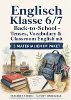 Vorschau - Arbeitsblätter - Englisch Klasse 6/7 Back-to-School – Tenses, Vocabulary & Classroom English mit Selbstkontrolle - Deckblatt