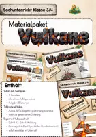 Vorschau - Mal- und Bastelvorlagen - Materialpaket Vulkane – Sachunterricht Klasse 3/4 / Rund um den Vulkan – Tafelmaterial, Aufklappmodell & ExperimentRund um den Vulkan – Tafelmaterial, Aufklappmodell & Experiment - Deckblatt