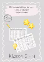 Vorschau - Arbeitsblätter - Materialpaket 100 unregelmäßige Verben – Liste & Übungen - Deckblatt