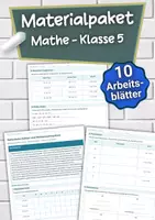 Vorschau - Arbeitsblätter - Materialpaket – Mathematik Klasse 5 – Arbeitsblätter - Deckblatt
