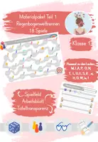 Vorschau - Arbeitsblätter - Materialpaket Buchstabenspiel Regenbogenwettrennen - Teil 1 - Deckblatt