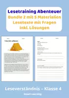 Vorschau - Stundenentwürfe - Lesetraining Abenteuer Materialpaket – Leseverständnis Klasse 4 | 5 Materialien mit Lösungen (Set 2) - Deckblatt