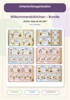 Vorschau - Mal- und Bastelvorlagen - Materialpaket Willkommensgruß - Schulstart - 6 verschiedene Tiere - Deckblatt