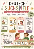 Vorschau - Spiele - Materialpaket Deutsch-Merkspiele – 4 Lernspiele | Reime, Lesen, Zeitformen & Gegensätze - Deckblatt