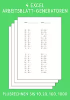 Vorschau - Arbeitsblätter - Materialpaket - Vier Excel Arbeitsblatt-Generatoren - Deckblatt