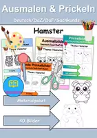 Vorschau - Arbeitsblätter - Ausmalbilder & Prickelbilder PAKET Thema Hamster - Grundschule - Bastelvorlagen - Deckblatt