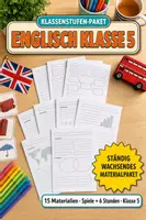 Vorschau - Arbeitsblätter - Englisch Klasse 5 Paket – 15 Materialien: Wortschatz, Spiele & Vertretungsstunden - Deckblatt