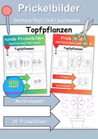 Vorschau - Mal- und Bastelvorlagen - Prickelbilder / Fensterbilder PAKET Thema Topfpflanzen - Grundschule - Bastelvorlagen - Deckblatt