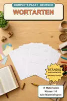 Vorschau - Unterrichtsreihen - Wortarten komplett – 17 Materialien: Arbeitshefte, Quiz & Spickzettel Deutsch - Deckblatt