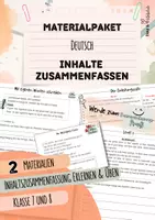 Vorschau - Arbeitsblätter - Materialpaket Inhaltszusammenfassung – Lernen & Üben | Deutsch | Klasse 7 und 8 - Deckblatt