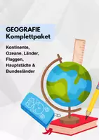 Vorschau - Arbeitsblätter - Geografie Komplettpaket – Kontinente, Ozeane, Länder, Flaggen, Hauptstädte & Bundesländer - Deckblatt