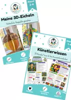 Vorschau - Mal- und Bastelvorlagen - Kunstunterricht Herbst: 3D-Eicheln & Künstlerkartei | Materialpaket Grundschule Klasse 2-4 - Deckblatt