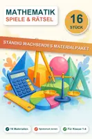 Vorschau - Unterrichtsreihen - Mathe Spiele & Rätsel Paket – 16 Materialien für die Grundschule - Deckblatt