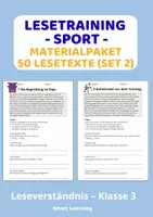 Vorschau - Stundenentwürfe - Lesetraining Sport Materialpaket – Leseverständnis Klasse 3 | 5 Materialien mit Lösungen (Set 2) - Deckblatt
