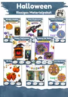 Vorschau - Mal- und Bastelvorlagen - Kunst Halloween Grundschule, Riesiges Materialpaket | Herbst basteln, Klasse 1, Klasse 2, Klasse 3, Klasse 4 - Deckblatt