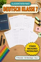 Vorschau - Stundenentwürfe - Deutsch Klasse 7 Paket – 19 Materialien: Kommasetzung, Satzbau & Textsorten - Deckblatt