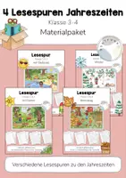 Vorschau - Arbeitsblätter - Materialpaket / Bundle: 4 Lesespuren Jahreszeiten (Frühling / Sommer / Herbst / Winter) Klasse 3 & 4 - Deckblatt