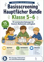 Vorschau - Arbeitsblätter - Basisscreening Hauptfächer Bundle Klasse 5–6 - Deckblatt