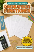 Vorschau - Arbeitsblätter - Quadratische Funktionen & Gleichungen komplett – 8 Materialien Mathematik - Deckblatt