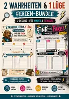 Vorschau - Spiele - 2 Wahrheiten & 1 Lüge – Ferien-Bundle | Kennenlernspiel & Ferienreflexion – 2 Designs - Deckblatt