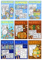Vorschau - Arbeitsblätter - Ferien Steckbriefe - Ferienreflexion Wachsendes Materialpaket (Sommer, Winter, Herbst, Ostern) - Deckblatt