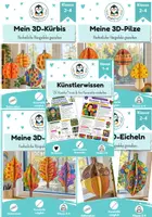 Vorschau - Mal- und Bastelvorlagen - Herbst Kunst & Basteln Grundschule | 3D-Kürbis, Pilz, Eichel & Blatt + Künstlerwissen | Klasse 2-4 - Deckblatt
