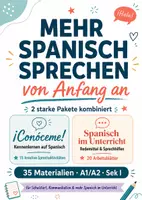 Vorschau - Arbeitsblätter - Start in den Spanisch Unterricht A1/A2: – Schulstart, Kennenlernen & Sprechen | 35 Materialien mit Redemitteln, Partnerarbeit & Kommunikation | Sek I - Deckblatt