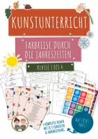 Vorschau - Stundenentwürfe - Materialpaket – Farbreise durch die Jahreszeiten 4 Kunstreihen Grundschule - Deckblatt