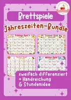 Vorschau - Stundenentwürfe - Jahreszeiten-Brettspiel-Bundle | Grundschule | DaZ/DaF/Deutsch - Deckblatt