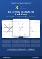 Vorschau - selbst erstellte Cliparts/Grafiken - Kapitel 1-8 kompletter Selbstlernkurs zu linearen und quadratischen Funktionen - Deckblatt