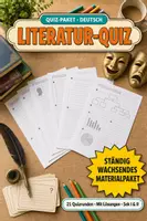Vorschau - Arbeitsblätter - Literatur Quiz Paket – 21 Quizrunden: Epochen, Gattungen & Stilmittel - Deckblatt