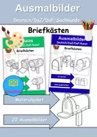 Vorschau - Arbeitsblätter - Ausmalbilder & Mandalas PAKET Thema Briefkästen - Grundschule - Bastelvorlagen - Deckblatt