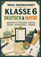 Vorschau - Arbeitsblätter - Materialpaket Klasse 6 – Deutsch & Mathe: Arbeitsblätter, 10 Tests, Lesespur und Lösungen - Deckblatt
